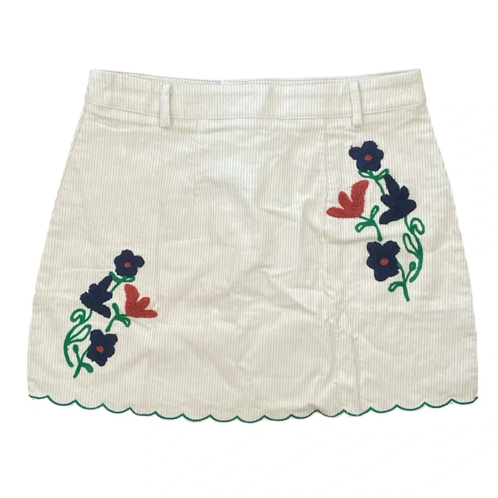 NWT ANTHRO JACQUIE THE LABEL Floral Embroidered Cream Skirt SIZE LARGE - Picture 2 of 3